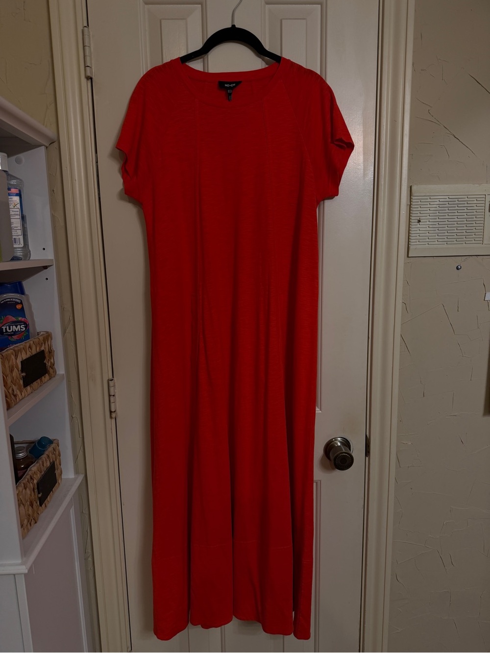 ME+EM Cotton Slub Jersey Midi Swing Dress Tulip Red 8 - Picture 7 of 16